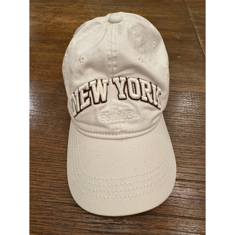 Torkia Apparel New York Est 1664 Baseball Cap Hat Cream Brown Adjustable Strap
